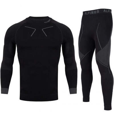 Alpinus Men's Tactical Base Layer Set Thermoactive Underwear - Black/Gray