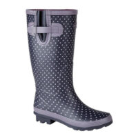 Woodland Womens Black Polka Dot Tall Wellington Boots