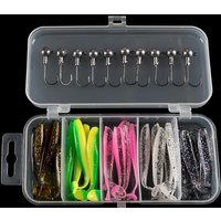 Paddle Tail Swimming Bait And Roll-tail Soft 3-inch Soft Plastic Bait For Bass, With Fishing Gear Box Including Spoon Bait Soft