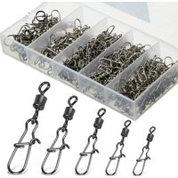 50pc/box Stainless Steel Fishing Connector Pin 4# 6# 8#10#12# Bearing Rolling Swivel with Snap Fishhook Lure Accessories