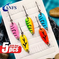 ANFS 5pcs/box Trout Bass Lure Spoon bait Spinners Spoon Artificial Hard Bait For Lure Fishing Tackle Wobbles