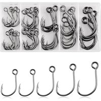 60Pcs  Inline Single Big eye Fishing Hooks for Spinner bait Large Eye Fishhooks for Bass Trout Blades fishing lure