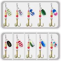 10pcs/Set Spinner Lure 10 Colors with Treble Hook Metal Spoon Lure Hard Fishing Lure with Fishing Tackle Box