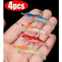 4pcs Realistic Luminous Soft Shrimp Shaped Artificial Simulation Fishing Lures with Sharp Hooks Fishing Accessories