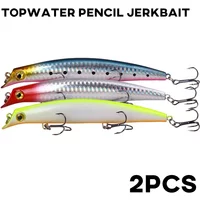 Fishing Popper 2pcs 125mm 14g Sea Floating Lure Topwater Pencil Jerkbait Artificial Hard Bait For Pike Carp Fishing Tackle