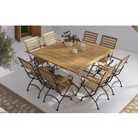 Sicily 8 Seater Teak and Wrought Iron Square Garden Dining Set