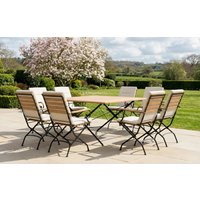 Sicily 8 Seater Teak and Wrought Iron Square 140cm Garden Dining Set