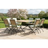Sicily 8 Seater Teak and Wrought Iron Square 140cm Garden Dining Set