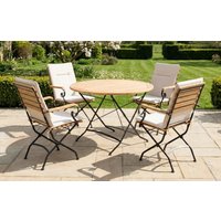 Sicily 4 Seater Teak and Wrought Iron Round 110cm Garden Dining Set