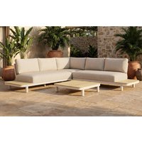 Mira 5-Seater L-Shaped Aluminium & Teak Corner Garden Lounge Set