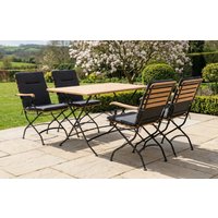 Sicily 4 Seater Teak and Wrought Iron Rectangular 120cm Garden Dining Set