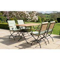 Sicily 4 Seater Teak and Wrought Iron Rectangular 120cm Garden Dining Set